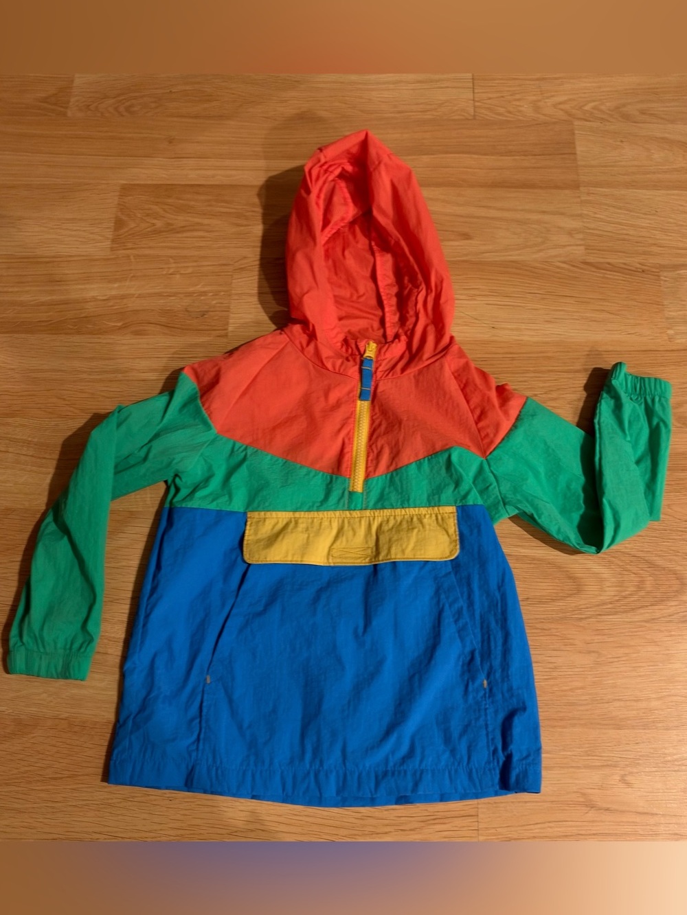 90s style Cat & Jack Colorblock Anorak Jacket Raincoat Blue & Red Size 5T